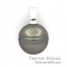 Ciondolo in Argento e 1 Perla de Tahiti Cerchiata C 13.1 mm