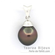 Ciondolo in Argento e 1 Perla di Tahiti Semi-Barocca BC 9.7 mm