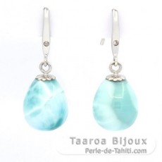 Orecchini in Argento e 2 Larimar - 12 x 10 mm - 2.2 gr