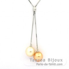 Collana in Argento e 2 Perle de Australia Semi-Barocca B 9.5 mm