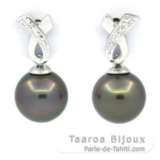 Orecchini in Argento e 2 Perle di Tahiti Rotonda C 8.7 mm