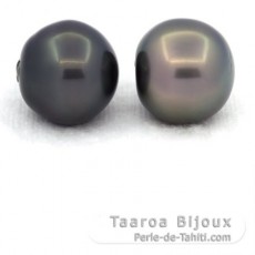 Lotto di 2 Perle di Tahiti Semi-Barroca C 14 mm