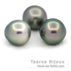 Lotto di 3 Perle di Tahiti Semi-Barroca C di 12 a 12.4 mm