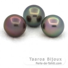 Lotto di 3 Perle di Tahiti Semi-Rotonde C di 12.5 a 12.7 mm