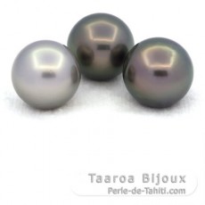 Lotto di 3 Perle di Tahiti Rotonda C di 12.5 a 12.8 mm