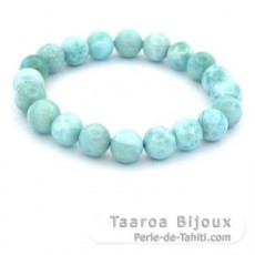 Braccialetto di 20 perle di Larimar 9 a 9.5 mm - 15 cm - 22.1 gr