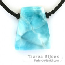Collana in Cotone e 1 Larimar - 32 x 27 x 9 mm - 16 gr