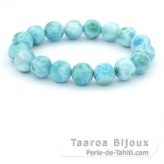 Braccialetto di 17 Perle di Larimar - 11.7 a 12.2 mm - 17 cm - 41.3 gr