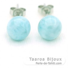 Orecchini in Argento e 2 Larimar - 8.5 mm - 1.9 gr