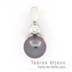 Ciondolo in Argento e 1 Perla di Tahiti Semi-Baroccha B 8.6 mm