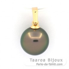 Ciondolo in Oro 18K e 1 Perla de Tahiti Semi-Rotonda B 10.1 mm