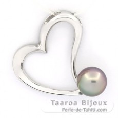 Ciondolo in Argento e 1 Perla di Tahiti Semi-Barocca B 9.2 mm
