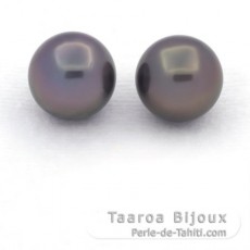 Lotto di 2 Perle di Tahiti Rotonda C 10.4 e 10.5 mm