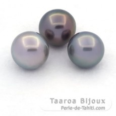 Lotto di 3 Perle di Tahiti Semi-Rotonde C di 12 a 12.3 mm