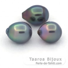 Lotto di 3 Perle di Tahiti Semi-Barroca C di 11 a 11.3 mm