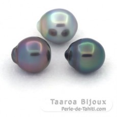 Lotto di 3 Perle di Tahiti Semi-Barroca C di 11 a 11.4 mm