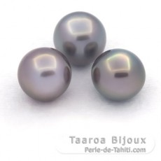 Lotto di 3 Perle di Tahiti Semi-Barroca C di 11.1 a 11.3 mm