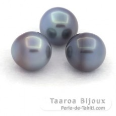Lotto di 3 Perle di Tahiti Semi-Barroca B di 10.8 a 10.9 mm