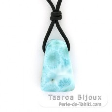 Collana in Cuoio e 1 Larimar - 25.5 x 16 x 10 mm - 7.7 gr