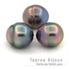 Lotto di 3 Perle di Tahiti Cerchiate C di 10 a 10.4 mm