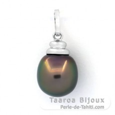 Ciondolo in Argento e 1 Perla di Tahiti Semi-Baroccha B 10.7 mm