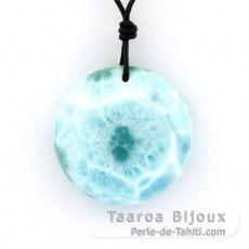 Collana in Cuoio e 1 Larimar - 31 x 11 mm - 19 gr
