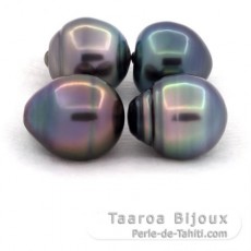 Lotto di 4 Perle di Tahiti Cerchiate B/C di 11.1 a 11.2 mm