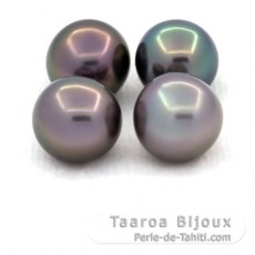 Lotto di 4 Perle di Tahiti Semi-Rotonde C di 10 a 10.4 mm