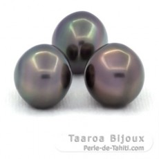 Lotto di 3 Perle di Tahiti Semi-Barocche C di 13.7 a 13.9 m