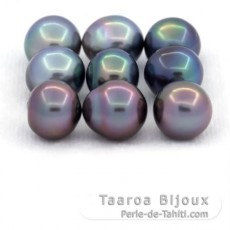 Lotto di 9 Perle di Tahiti Semi-Barocche C di 9.1 a 9.4 mm