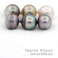 Lotto di 6 Perle di Tahiti Cerchiate C di 11 a 11.4 mm