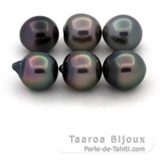 Lotto di 6 Perle di Tahiti Semi-Barroca B di 10 a 10.4 mm