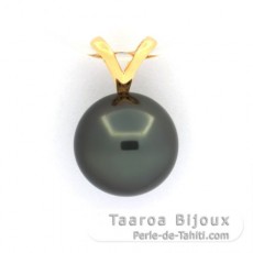 Ciondolo in Oro 18K e 1 Perla de Tahiti Rotonda B 10.7 mm