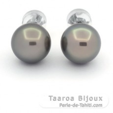 Orecchini in Argento e 2 Perle di Tahiti Rotonde C 10.4 mm