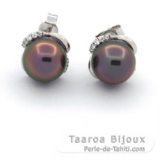 Orecchini in Argento e 2 Perle di Tahiti Semi-Barocche B+ 9 mm