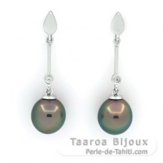 Orecchini in Argento e 2 Perle di Tahiti Semi-Barroca C 8.9 mm