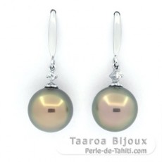 Orecchini in Argento e 2 Perle di Tahiti Rotonde C 9.8 mm