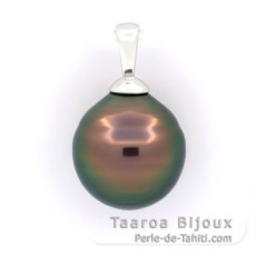 Ciondolo in Argento e 1 Perla de Tahiti Cerchiata B 10.8 mm