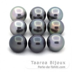 Lotto di 9 Perle di Tahiti Rotonde C di 10.6 a 10.9 mm