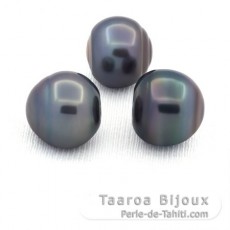 Lotto di 3 Perle di Tahiti Cerchiate D di 13.6 a 13.8 mm