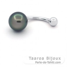 Piercing in Argento e 1 Perla di Tahiti Semi-Baroccha C 8.6 mm