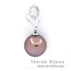 Ciondolo in Argento e 1 Perla di Tahiti Semi-Baroccha C 10.6 mm