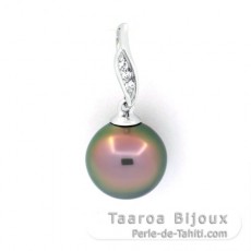 Ciondolo in Argento e 1 Perla di Tahiti Semi-Baroccha B 9.9 mm