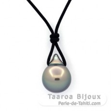 Collana in Cuoio e 1 Perla di Tahiti Semi-Baroccha A 11 mm