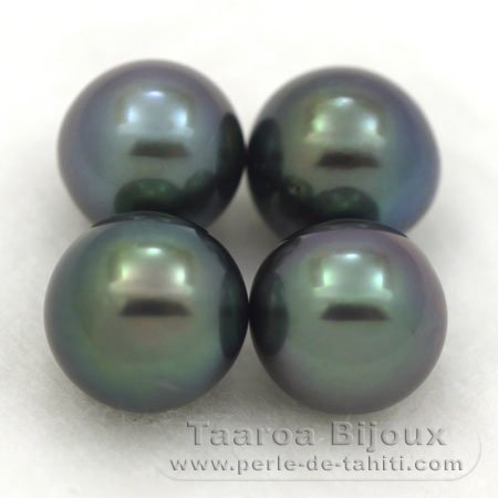 Lotto di 4 Perle di Tahiti Semi-Rotonda C di 9 a 9.4 mm