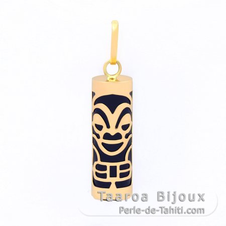 Ciondolo in Oro 18K e Agata Nera - 17 mm - Salute