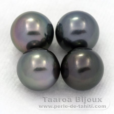 Lotto di 4 Perle di Tahiti Rotonda C di 8 a 8.4 mm