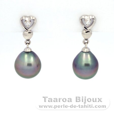 Orecchini in Argento e 2 Perle di Tahiti Semi-Barocche B 8.6 e 8.8 mm