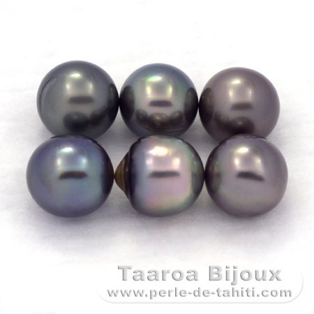 Lotto di 6 Perle di Tahiti Semi-Barroca C di 8.7 a 8.9 mm