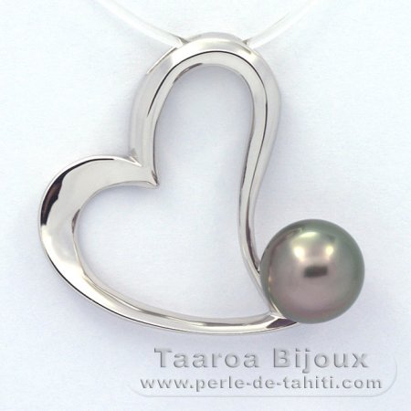 Ciondolo in Argento e 1 Perla di Tahiti Semi-Barocca B 9.1 mm
